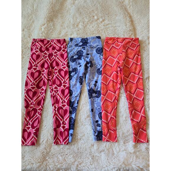 LuLaRoe Size Small Girls lot of 3 soft leggings Minnie, Hearts colorful pants - Picture 1 of 5